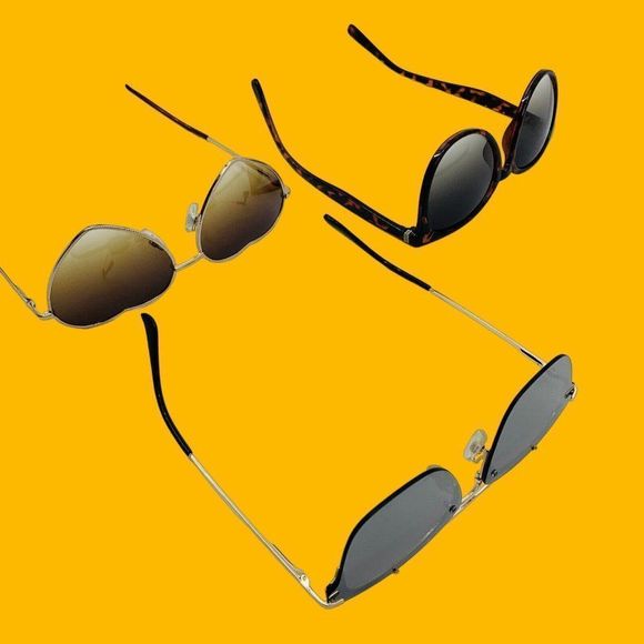 Sunglasses Lot Of 3 Chic Various Styles Colors Fashion Heart Modern GUC UV 5234 - Picture 4 of 7